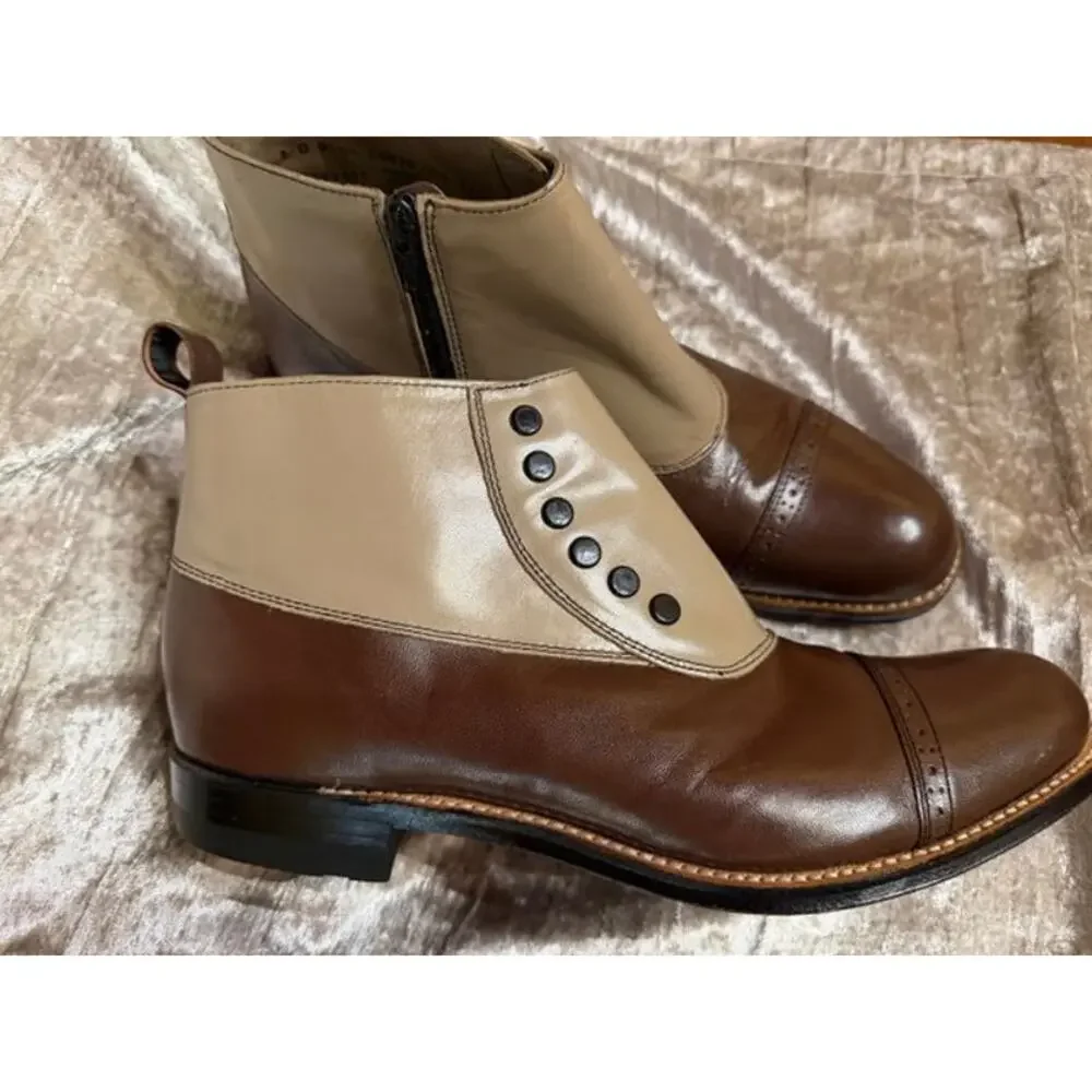 Stacy Adams Madison Spectator Cap Toe 2-Tone Demi Boot Camel/Brown Size 8D